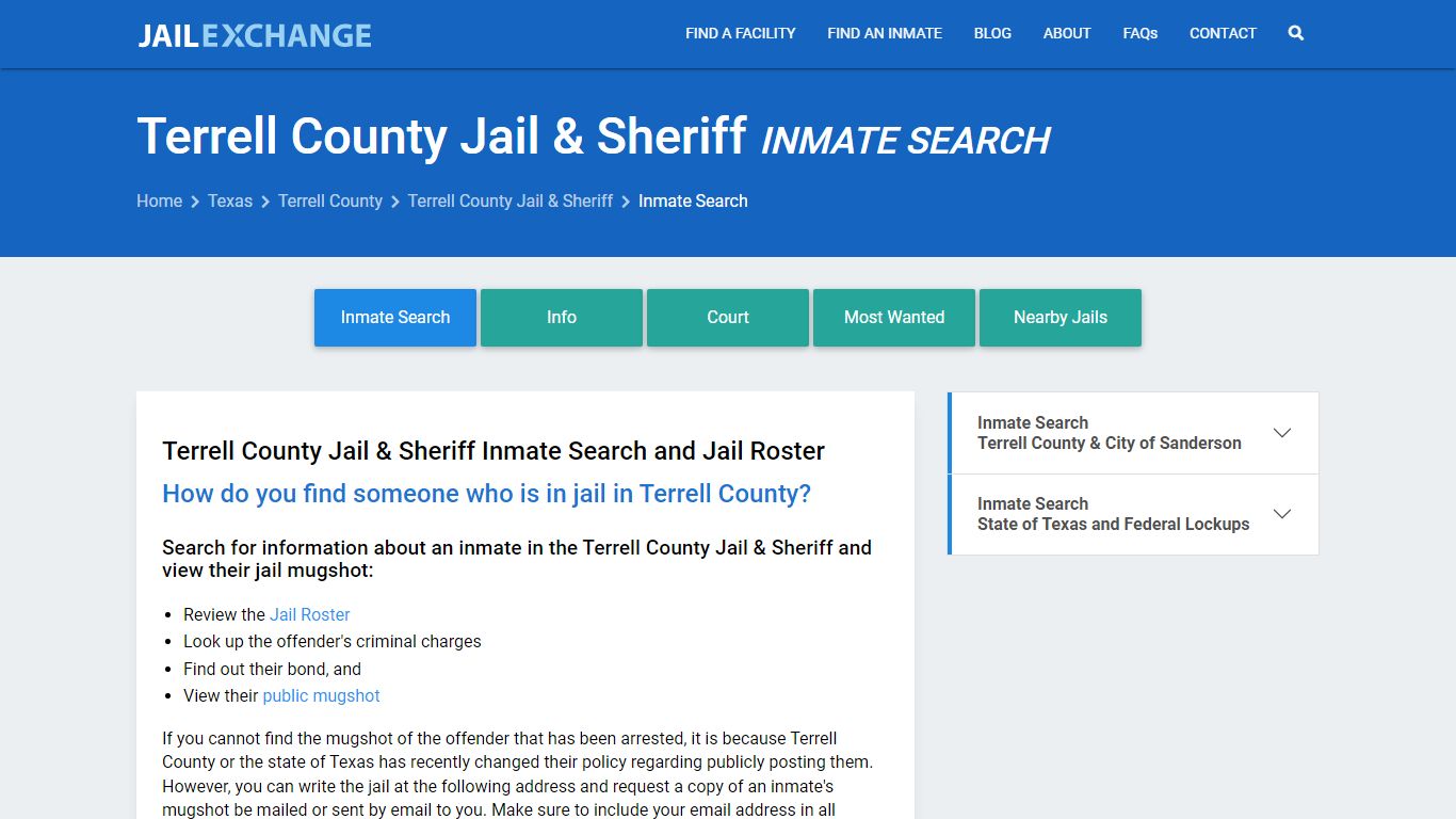 Terrell County Jail & Sheriff Inmate Search - Jail Exchange